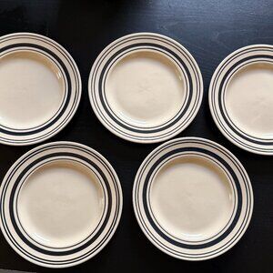 John Julian Black Linen Stoneware SIDE Plates (set=5) - priced wild- read desc!